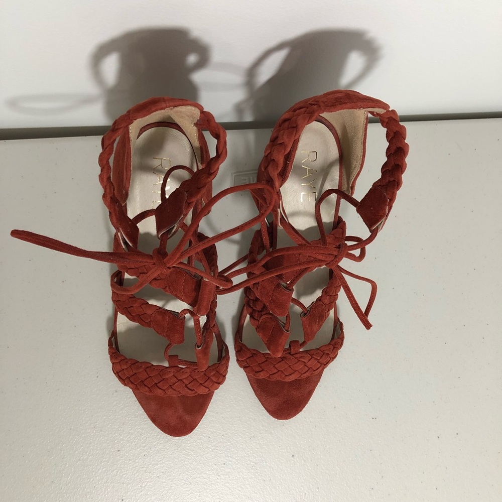 Revolve RAYE Libby Heels Suede Woven Strap Size 7.5 - Picture 5 of 11